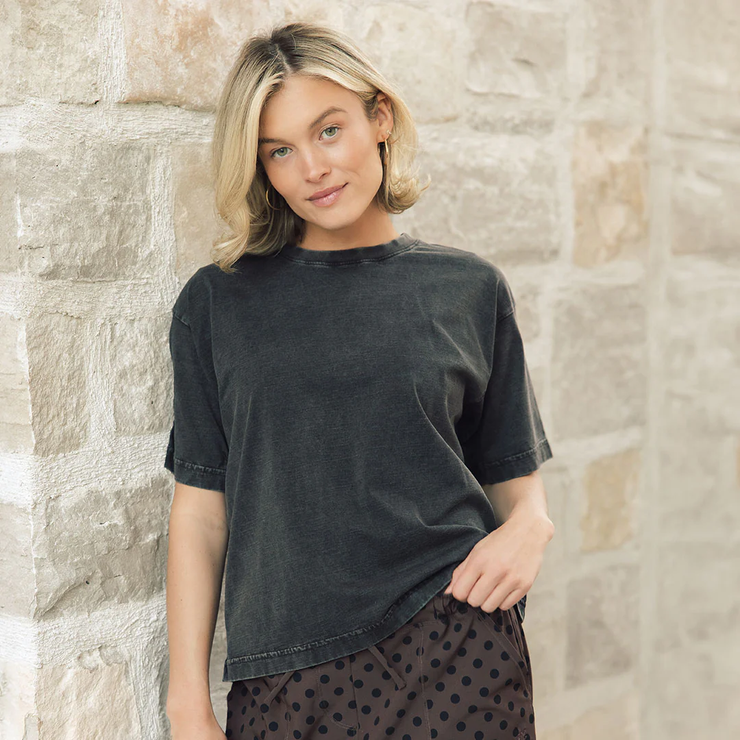 Perfect Oversized Cotton Tee, Vintage Black - Image 3
