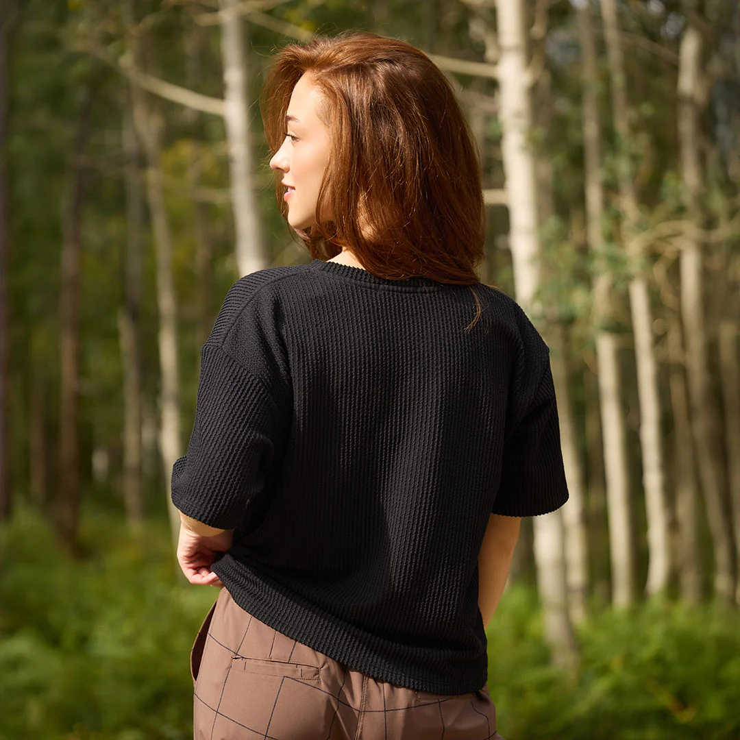 Perfect Oversized Ribbed Tee, Black - Image 3