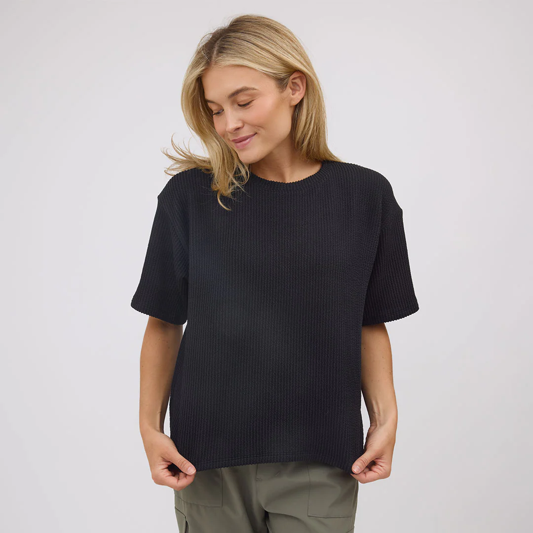 Perfect Oversized Ribbed Tee, Black - Image 6