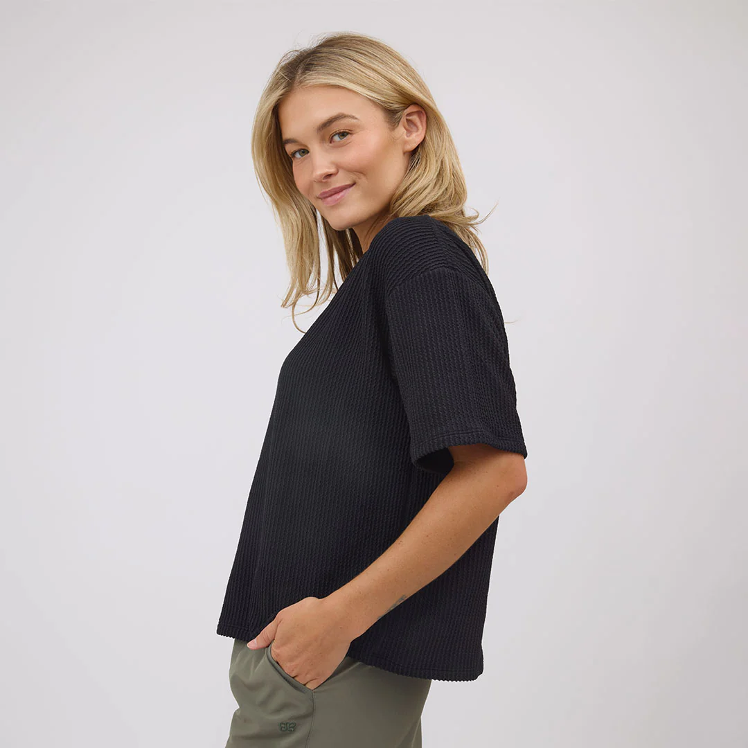 Perfect Oversized Ribbed Tee, Black - Image 7