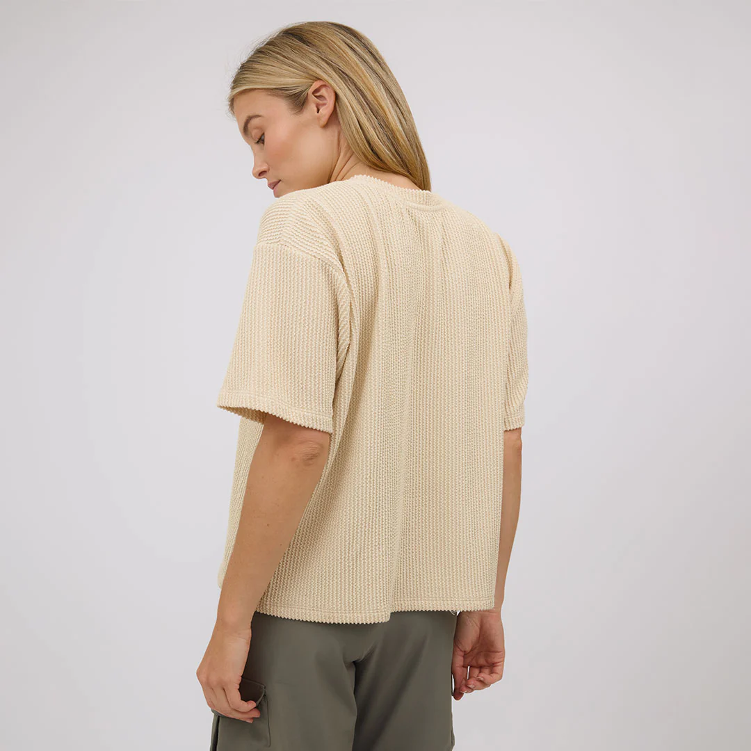 Perfect Oversized Ribbed Tee, Cream - Image 10