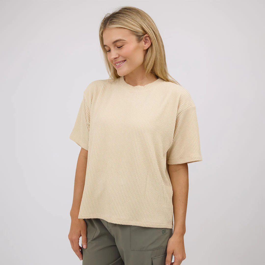 Perfect Oversized Ribbed Tee, Cream - Image 7