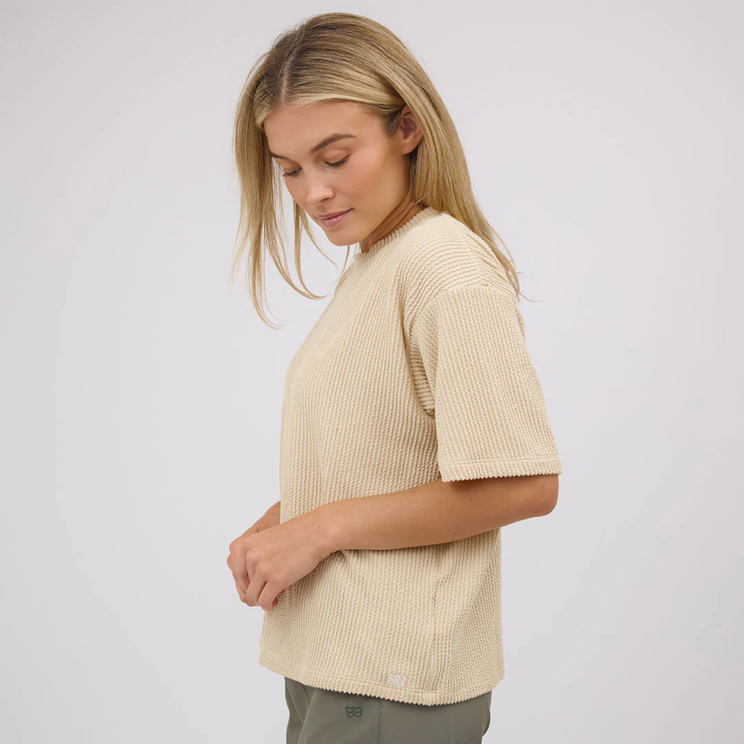 Perfect Oversized Ribbed Tee, Cream - Image 8