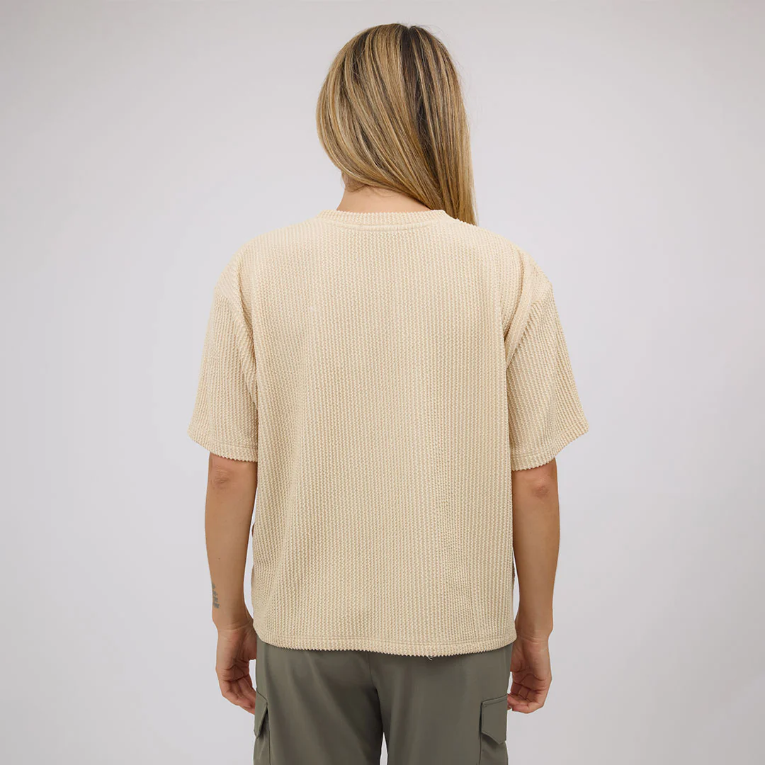 Perfect Oversized Ribbed Tee, Cream - Image 9