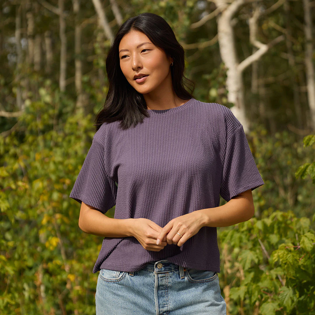 Perfect Oversized Ribbed Tee, Eggplant - Image 3