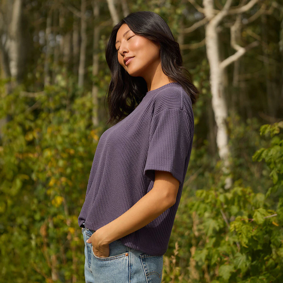 Perfect Oversized Ribbed Tee, Eggplant - Image 4