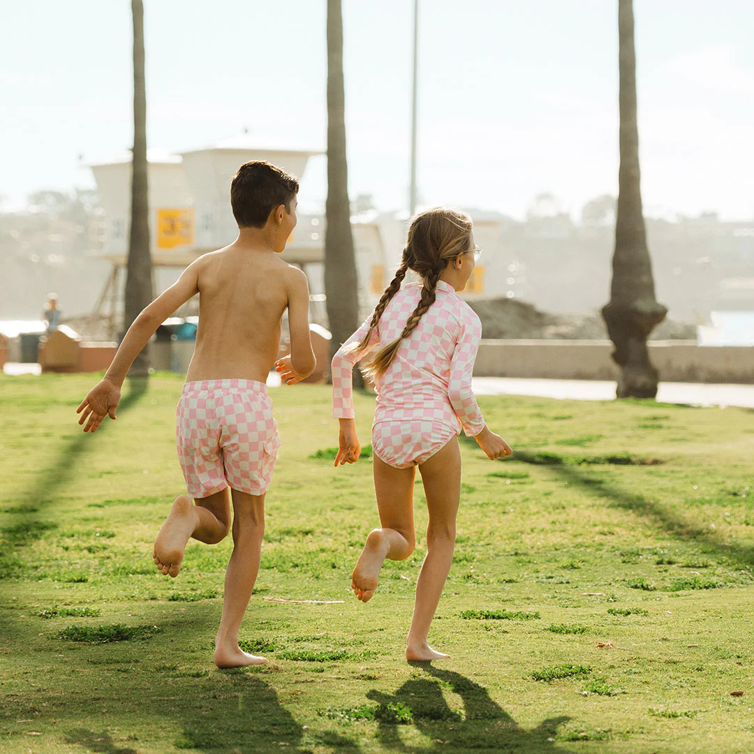 Pink Check Jr. Swim Trunks - Image 5
