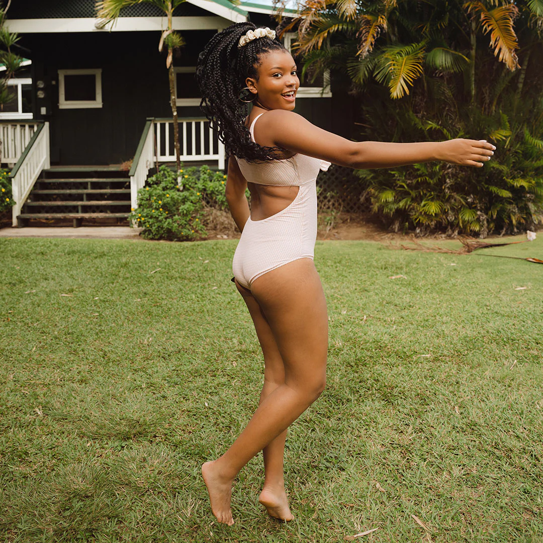 Pink Checkers Top Knot One-Piece - Image 5