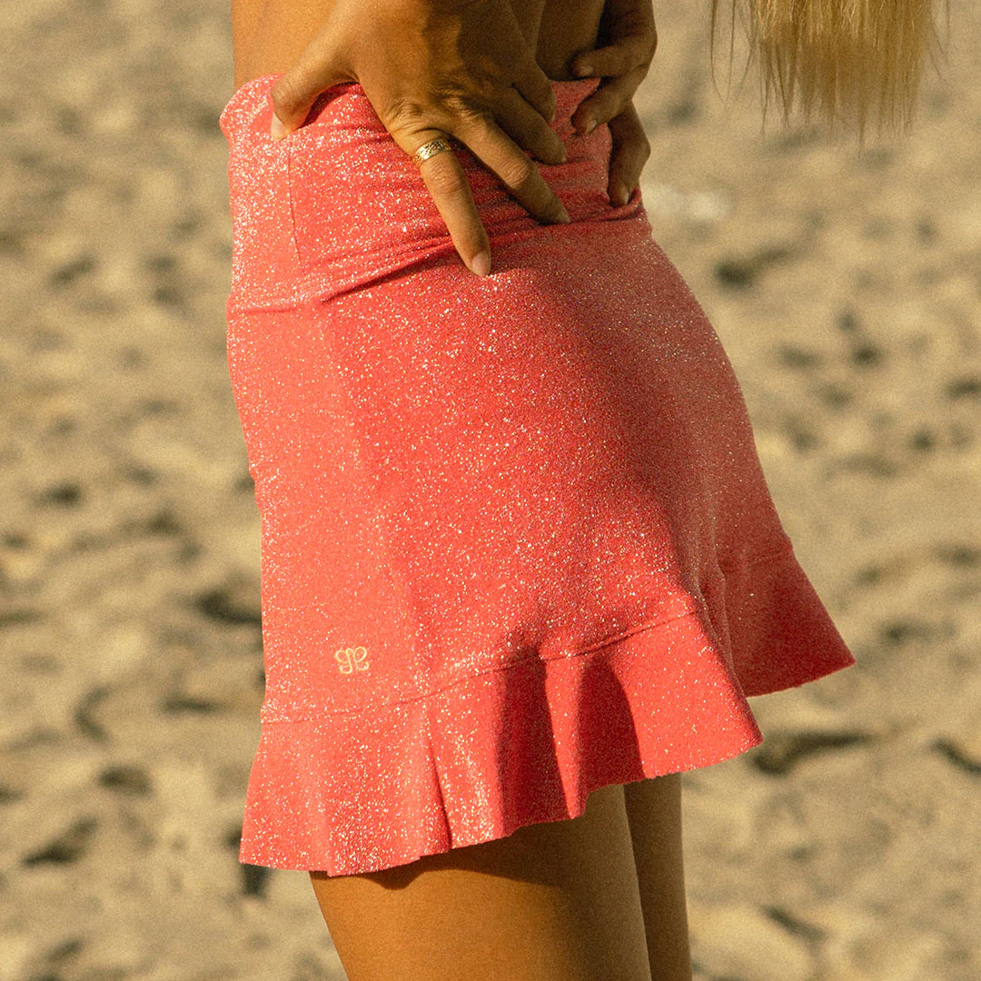 Pink Sparkle High-Waisted Swim Skirt - Image 8