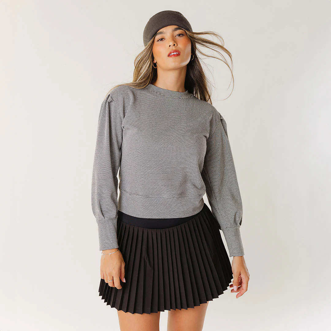 Pleated Tennis Skirt, Black - Image 2