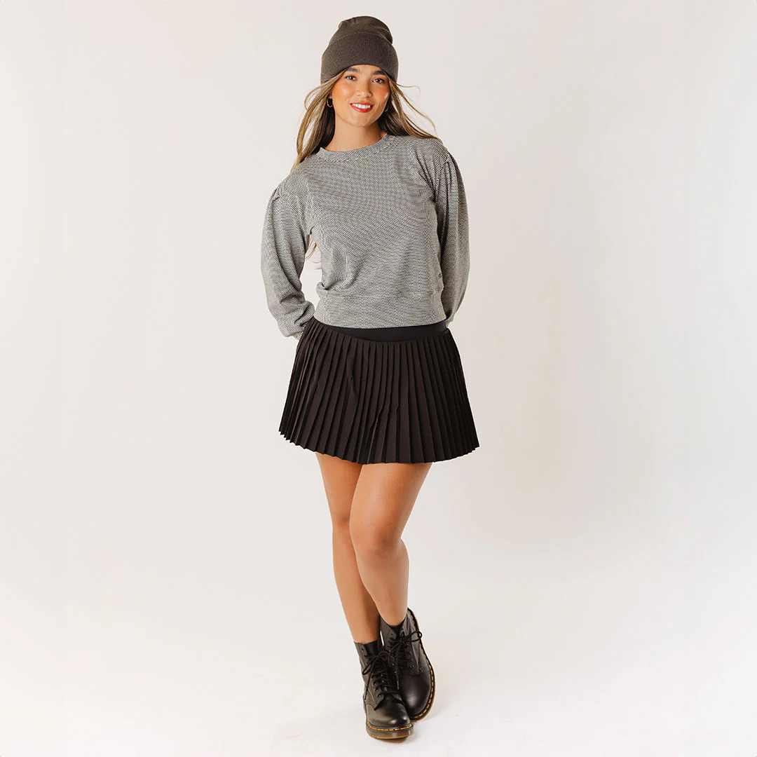 Pleated Tennis Skirt, Black - Image 6