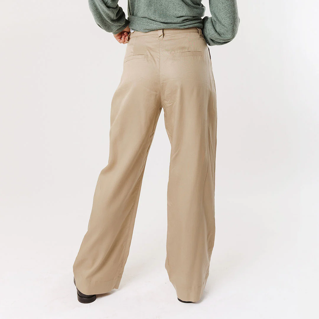 Pleated Trouser, Brown Cotton - Image 3