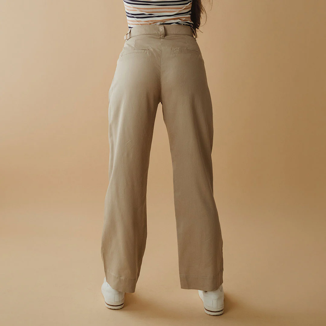 Pleated Trouser, Brown Cotton - Image 6