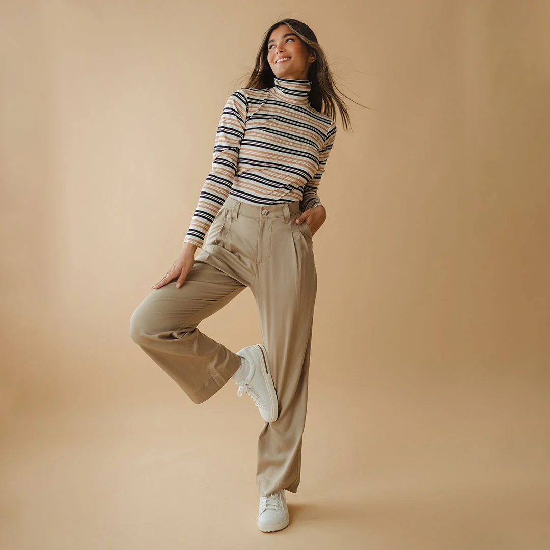 Pleated Trouser, Brown Cotton - Image 7