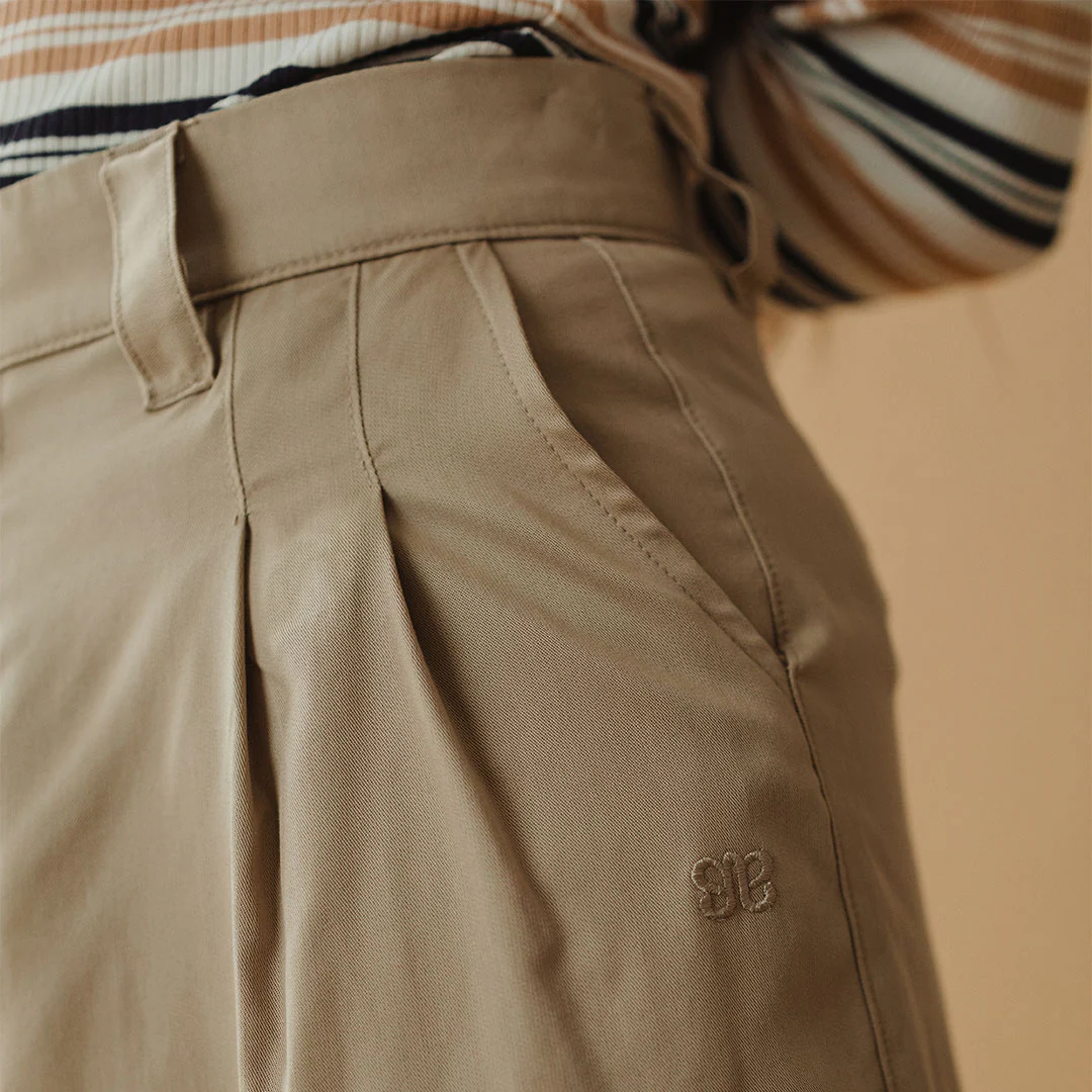 Pleated Trouser, Brown Cotton - Image 9