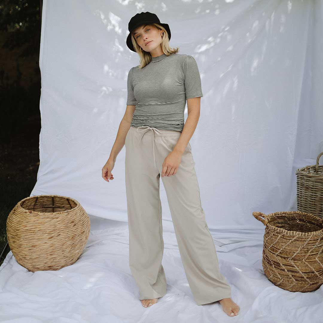 Puff Sleeve Tee, Black/White Stripe - Image 3