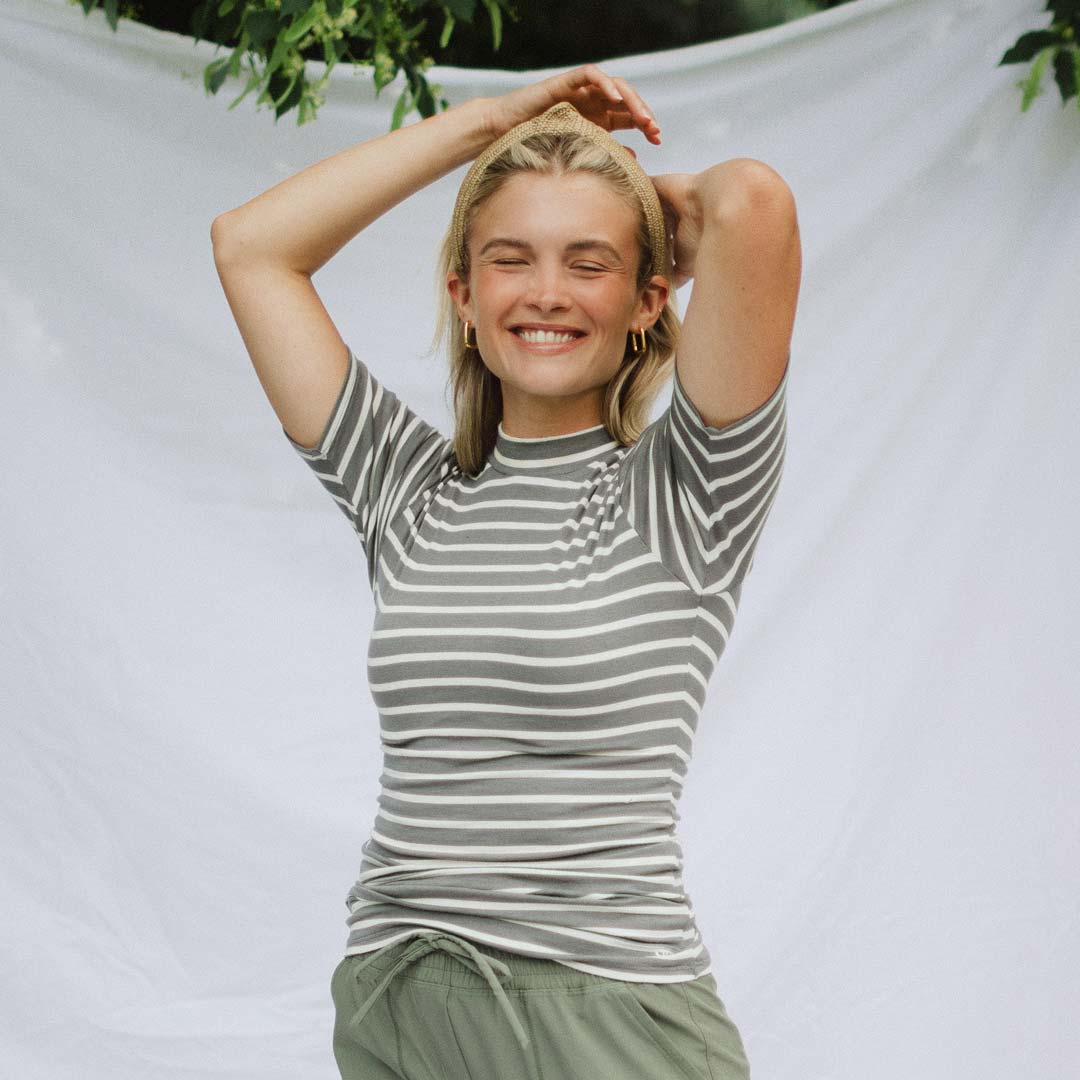 Puff Sleeve Tee, Charcoal - Image 2
