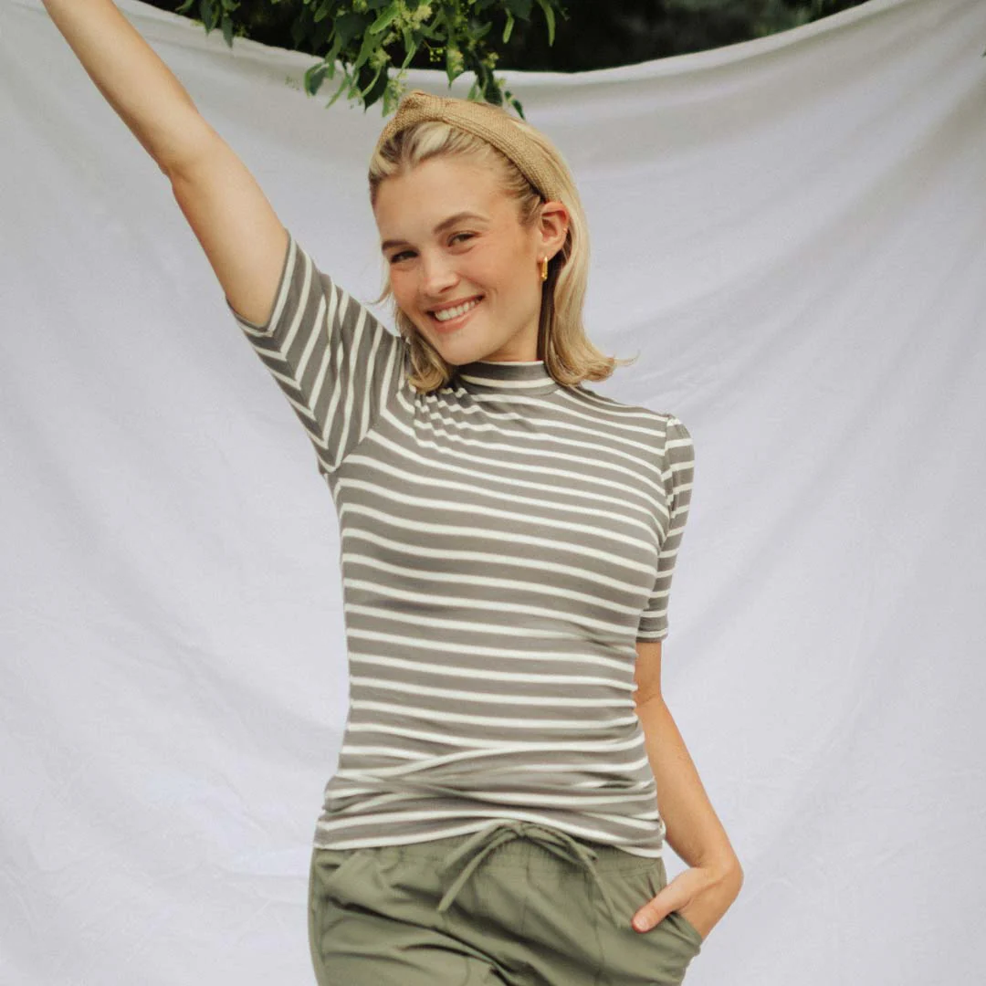 Puff Sleeve Tee, Charcoal - Image 3