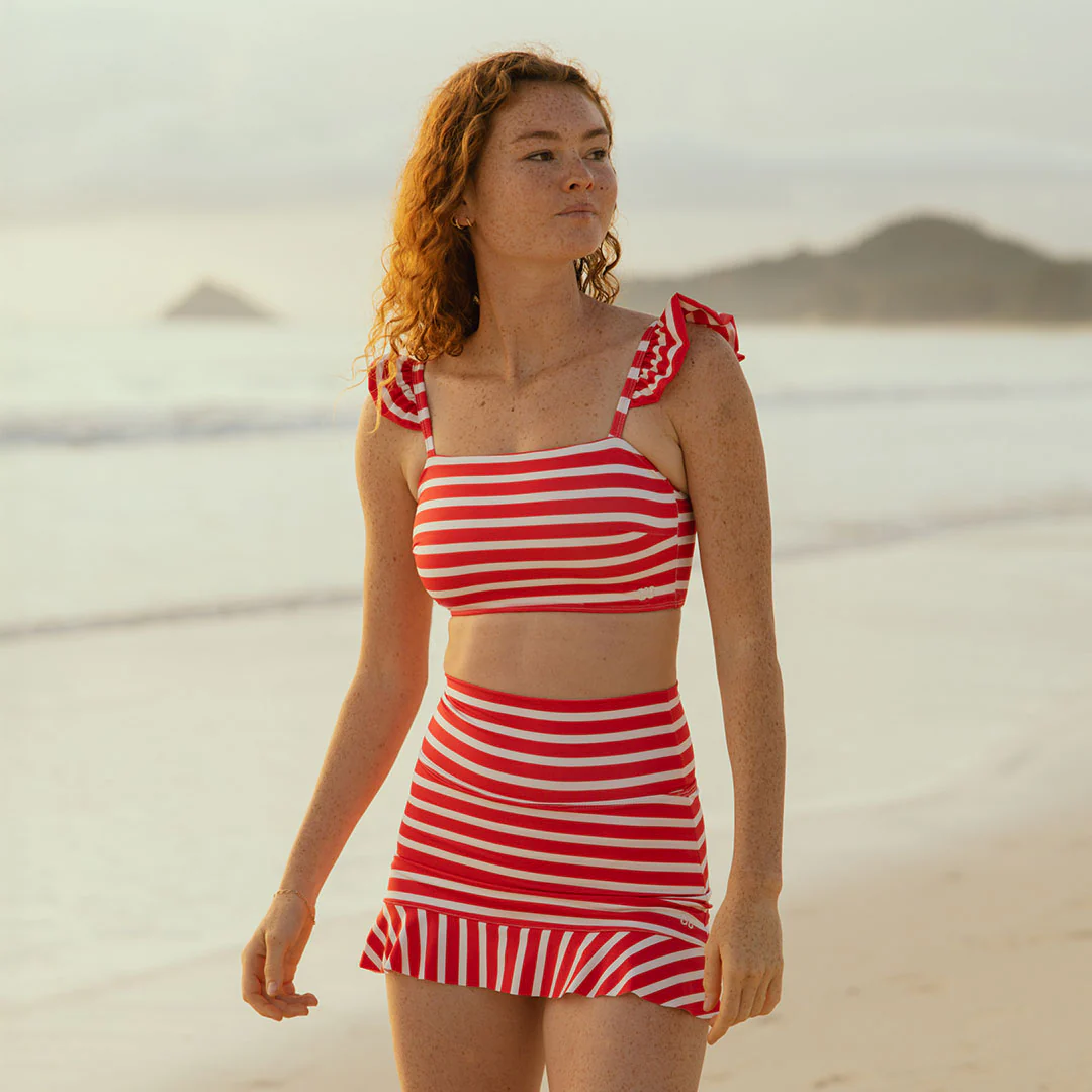 Red/White Stripe Bella Crop Top