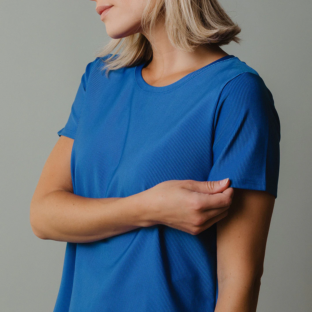 Ribbed Basic Crew Neck Tee, Cobalt - Image 5