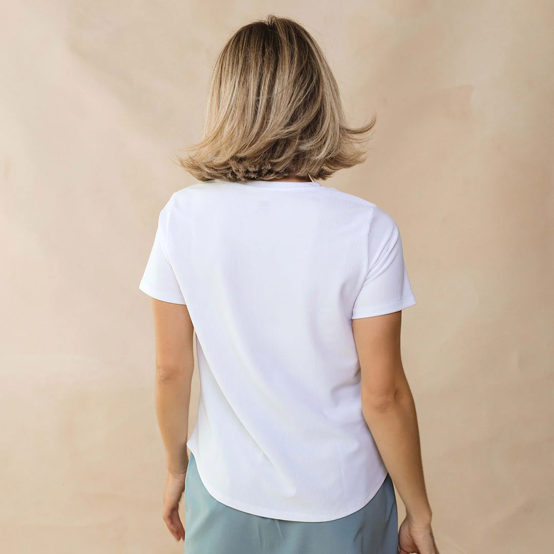 Ribbed Basic Crew Neck Tee, White - Image 8