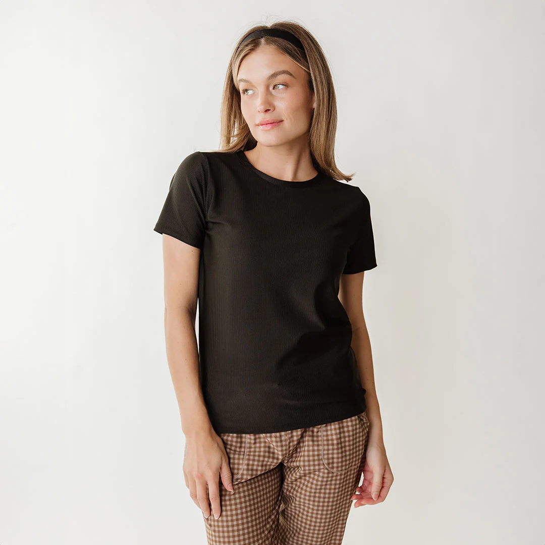 Ribbed Basic Tee, Black - Image 3