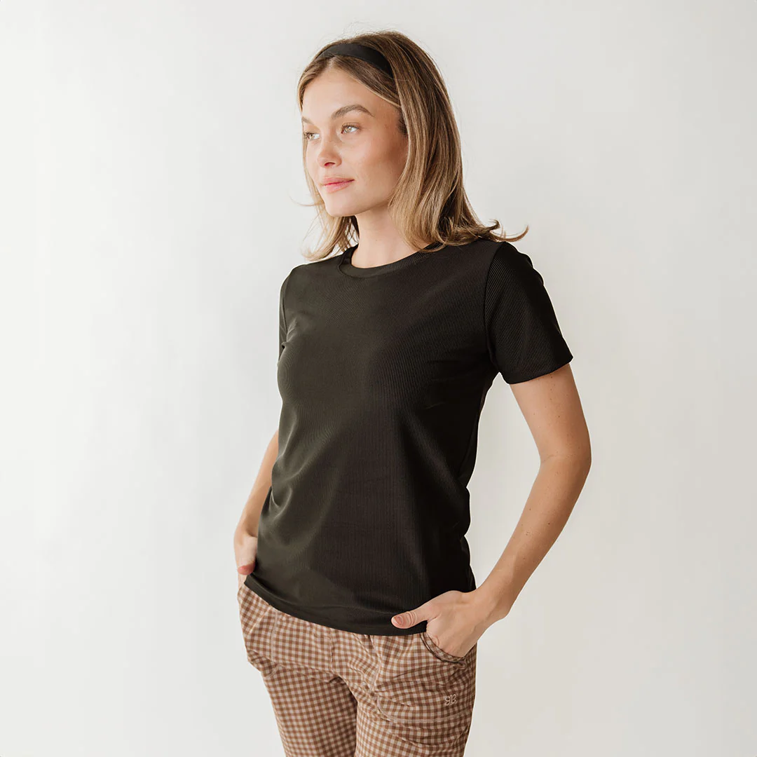 Ribbed Basic Tee, Black - Image 4
