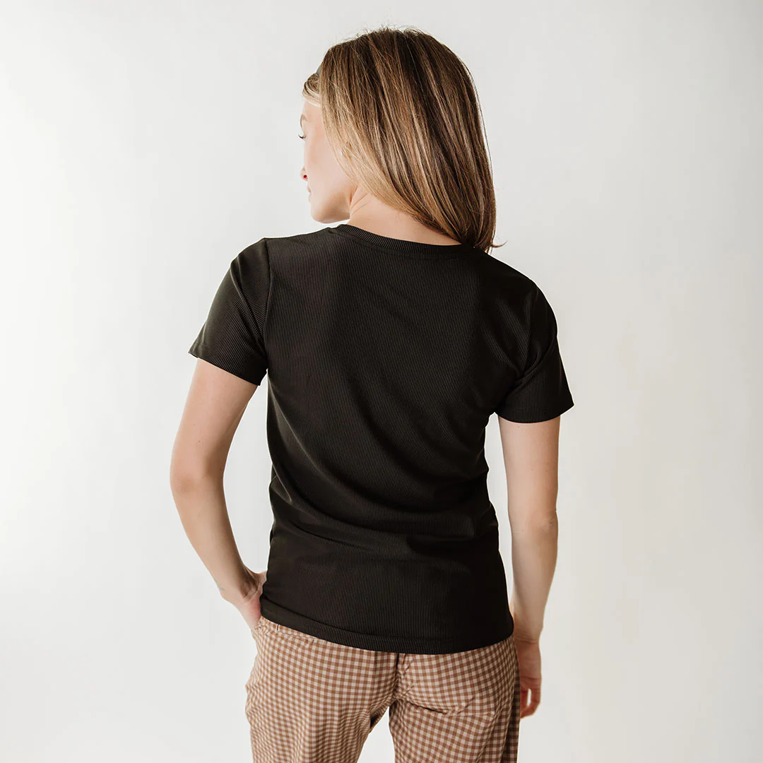 Ribbed Basic Tee, Black - Image 7