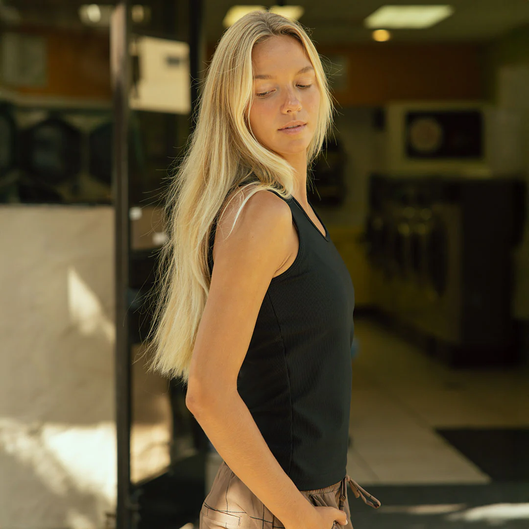 Ribbed Scoop Tank, Black - Image 3