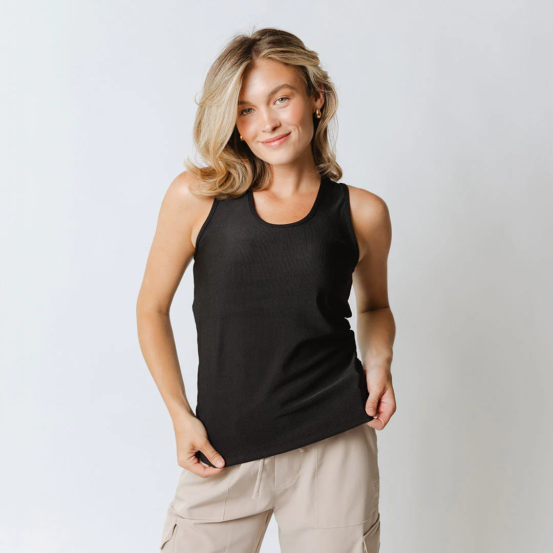 Ribbed Scoop Tank, Black - Image 5