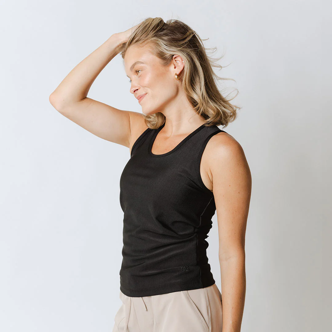 Ribbed Scoop Tank, Black - Image 7
