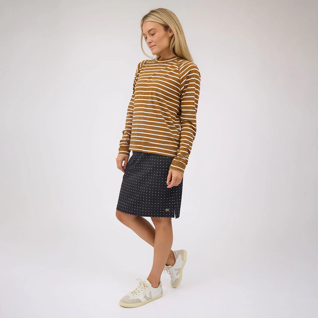Riley Long Sleeve Stripe Tee, Brown/Ivory - Image 6