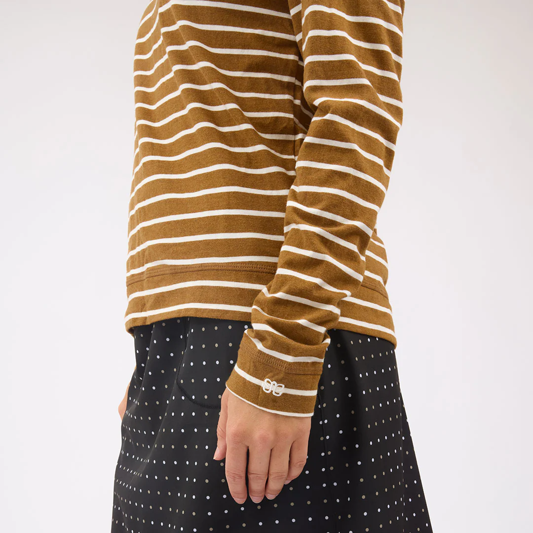 Riley Long Sleeve Stripe Tee, Brown/Ivory - Image 7