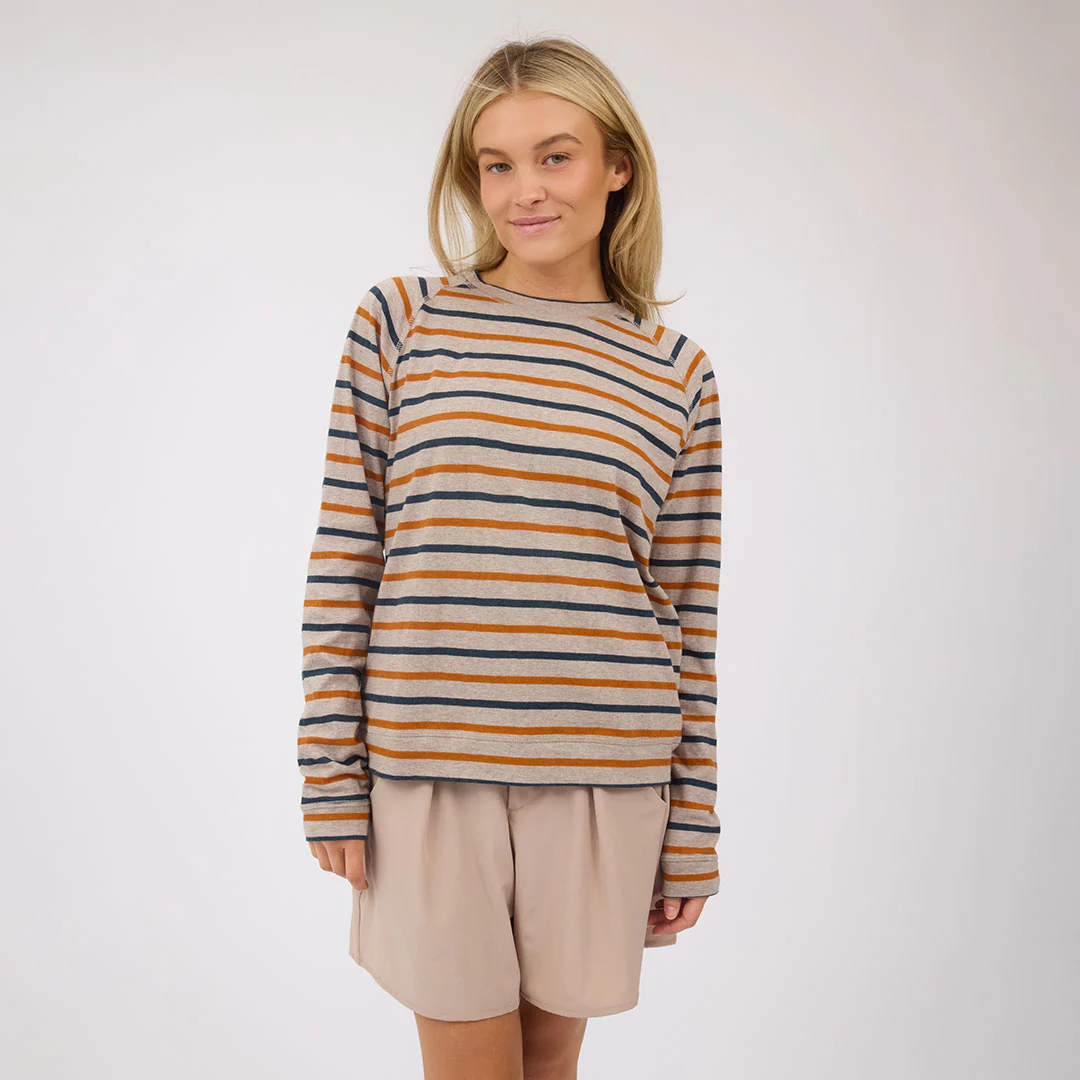 Riley Long Sleeve Stripe Tee, Navy/Rust - Image 2
