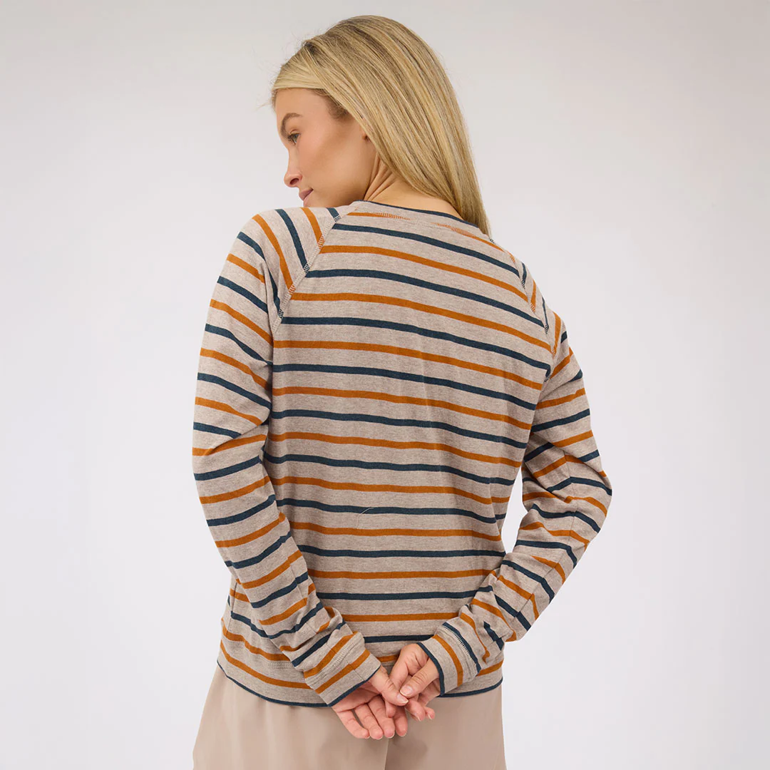 Riley Long Sleeve Stripe Tee, Navy/Rust - Image 4