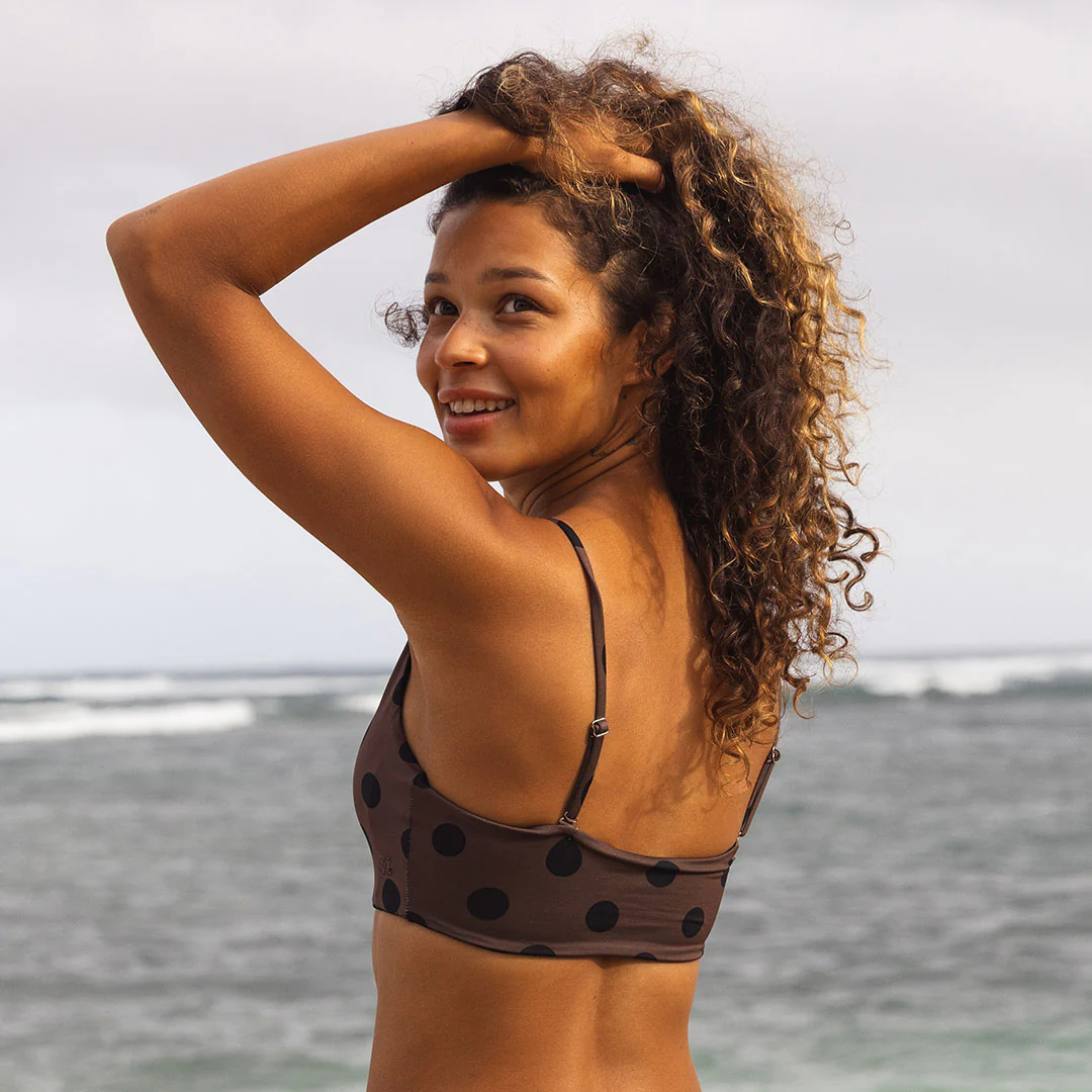 Rise Bikini Top, Black Cocoa Dot - Image 4