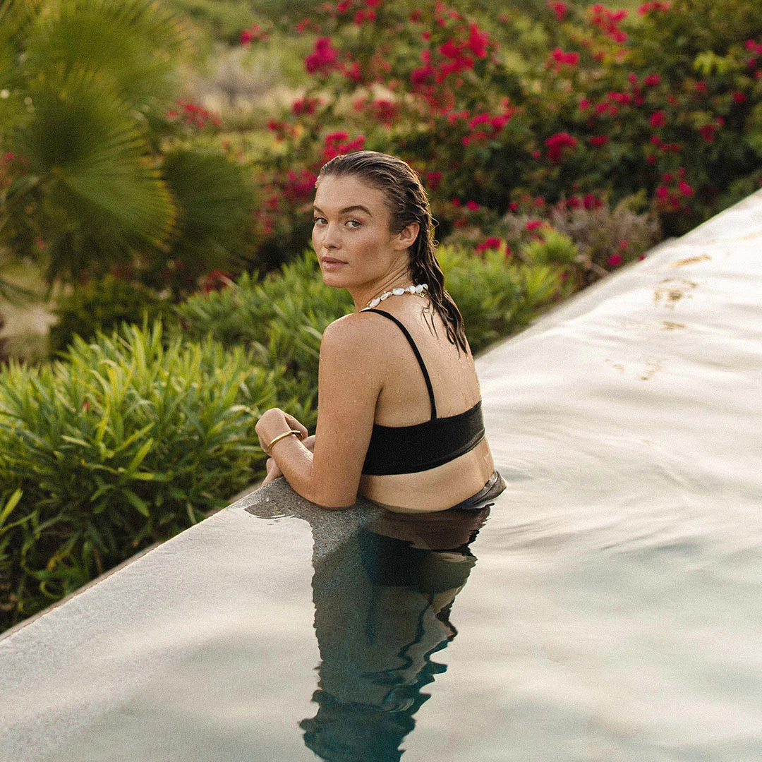 Rise Bikini Top, Black Terry - Image 6