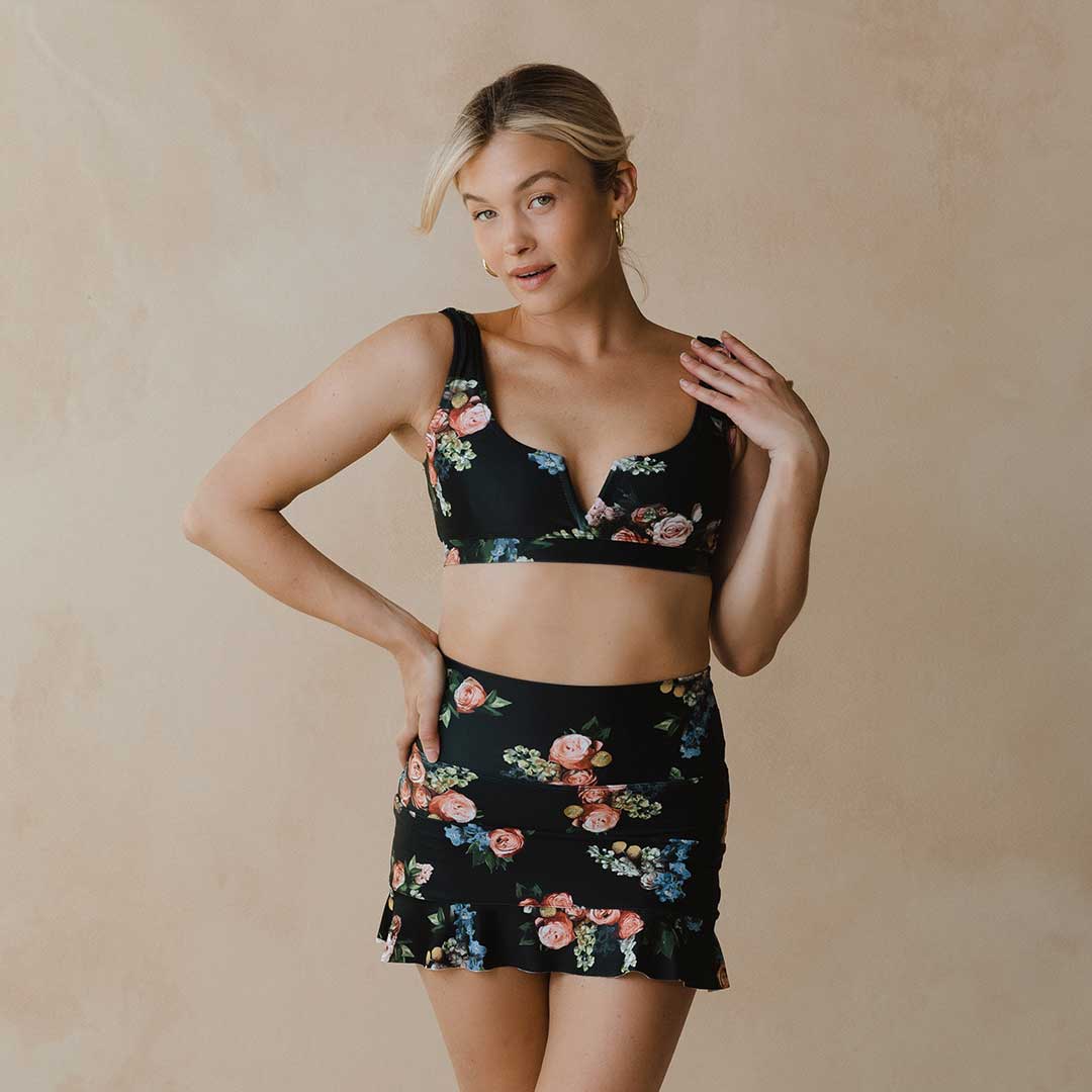 Rose Black High-Waisted Swim Skirt - Image 6
