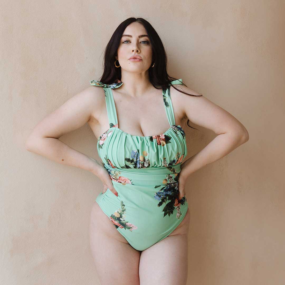 Ruched Bow One-Piece, Rose Mint - Image 5