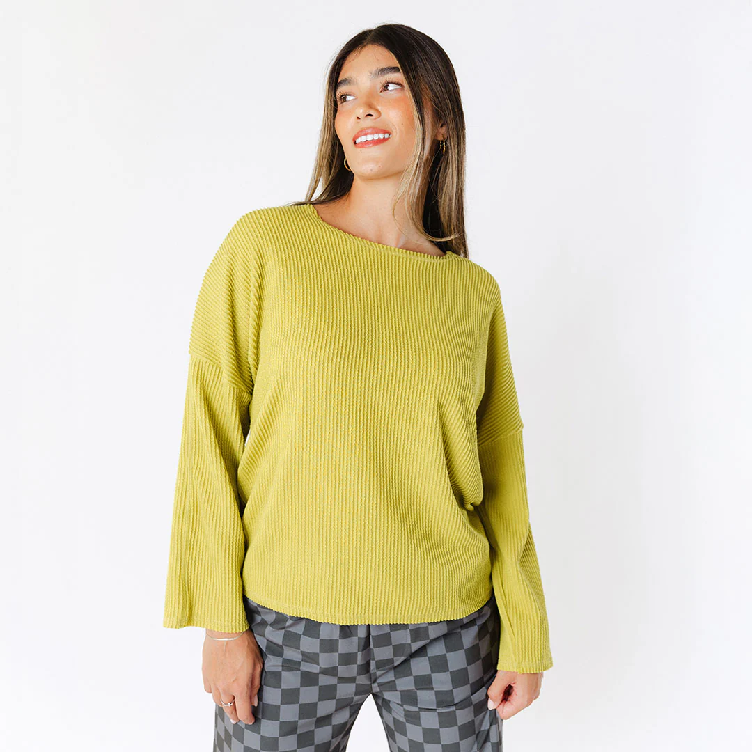 Sabrina Ribbed Pullover, Chartreuse - Image 4