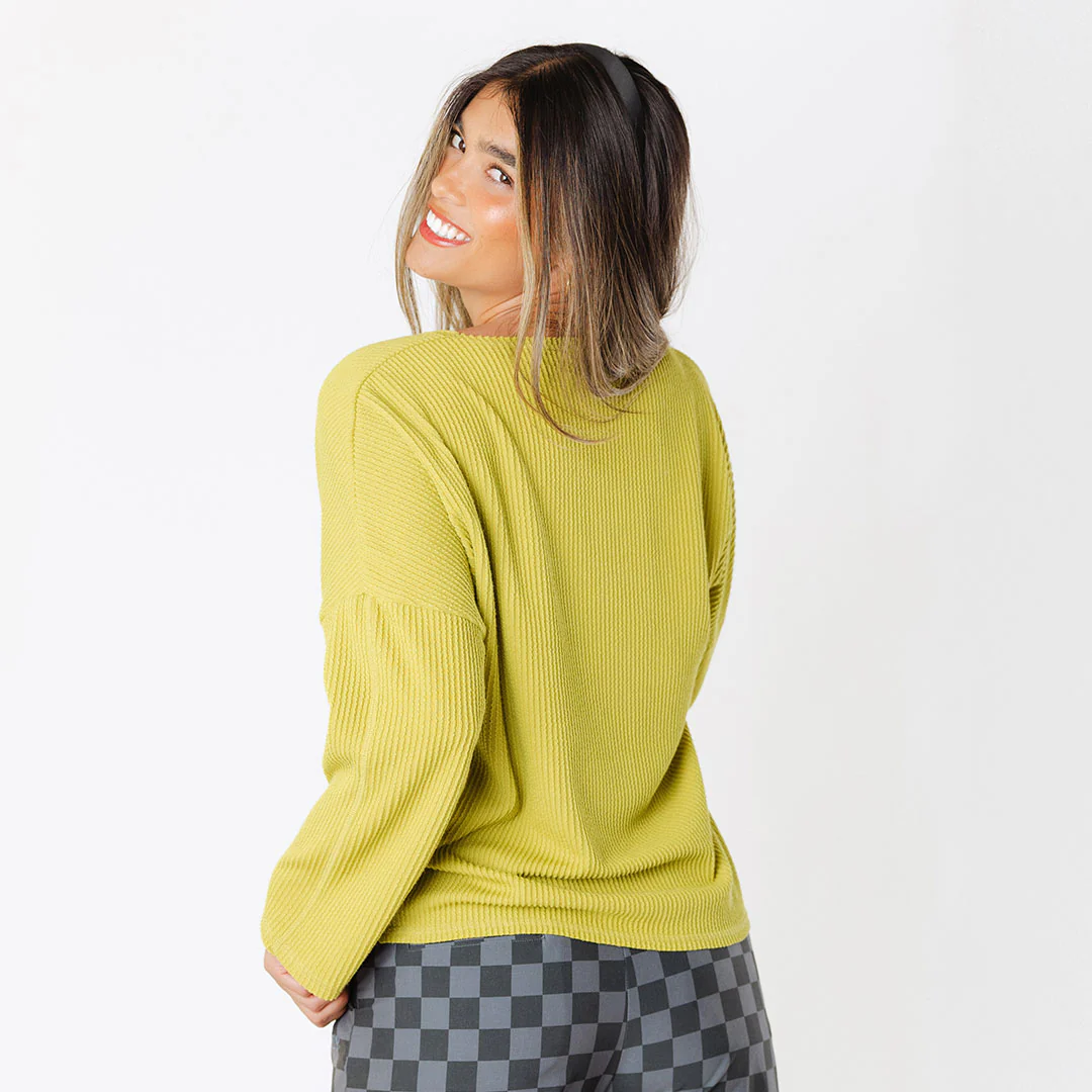 Sabrina Ribbed Pullover, Chartreuse - Image 5