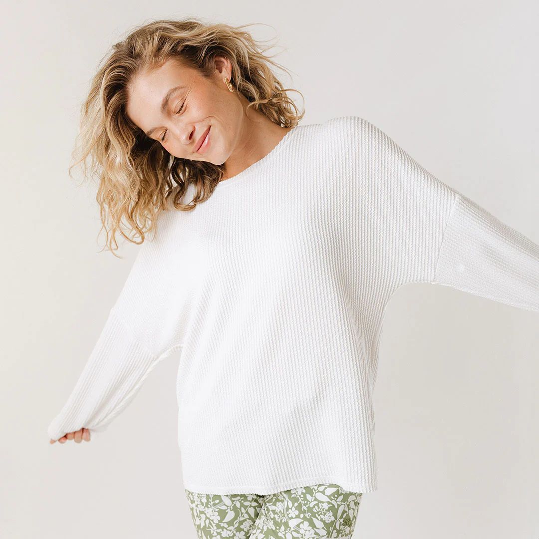 Sabrina Ribbed Pullover, White - Image 2
