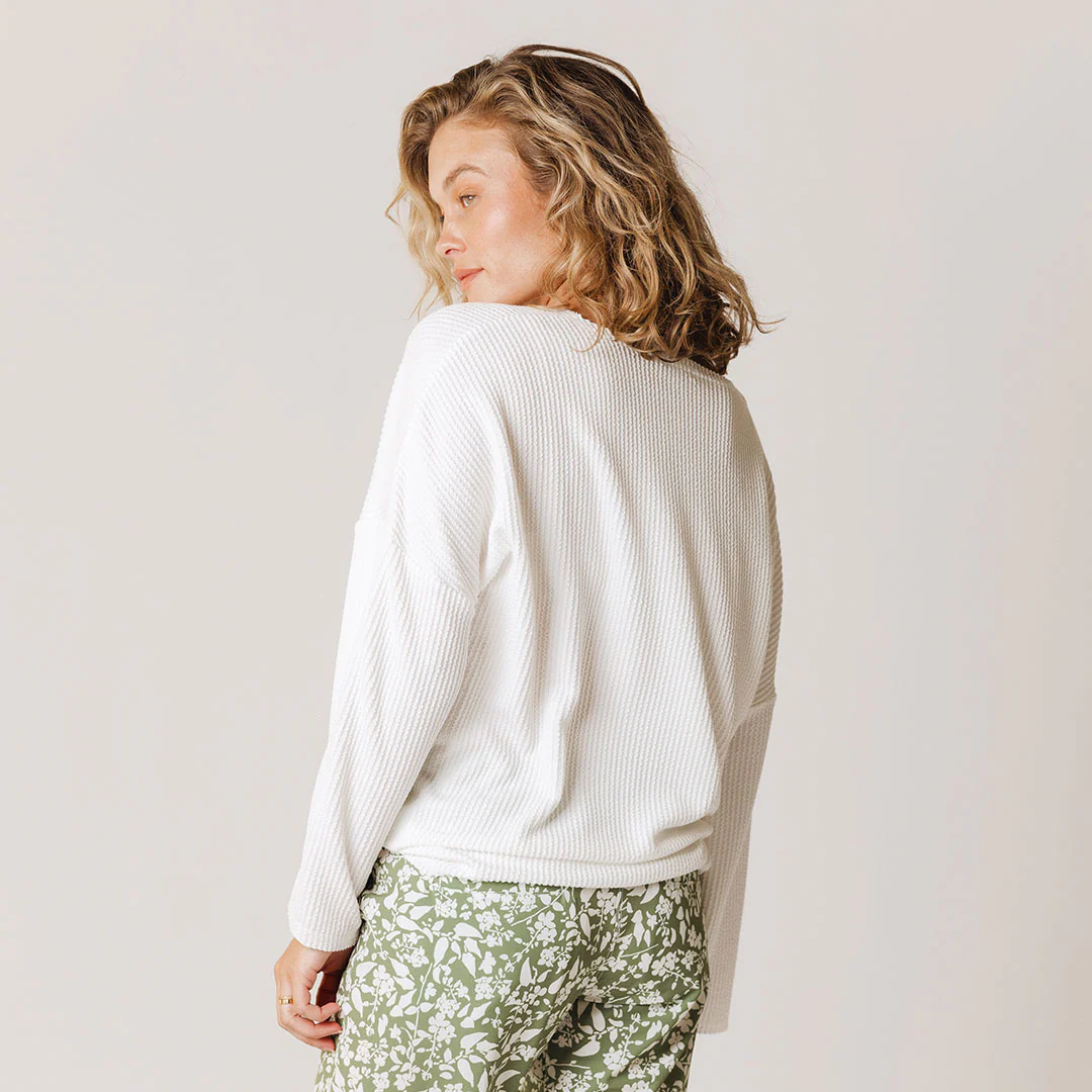 Sabrina Ribbed Pullover, White - Image 3