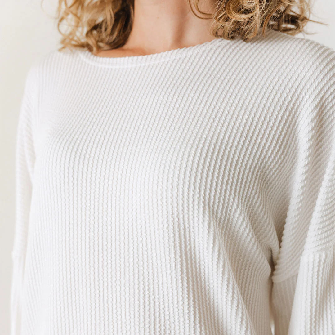 Sabrina Ribbed Pullover, White - Image 4