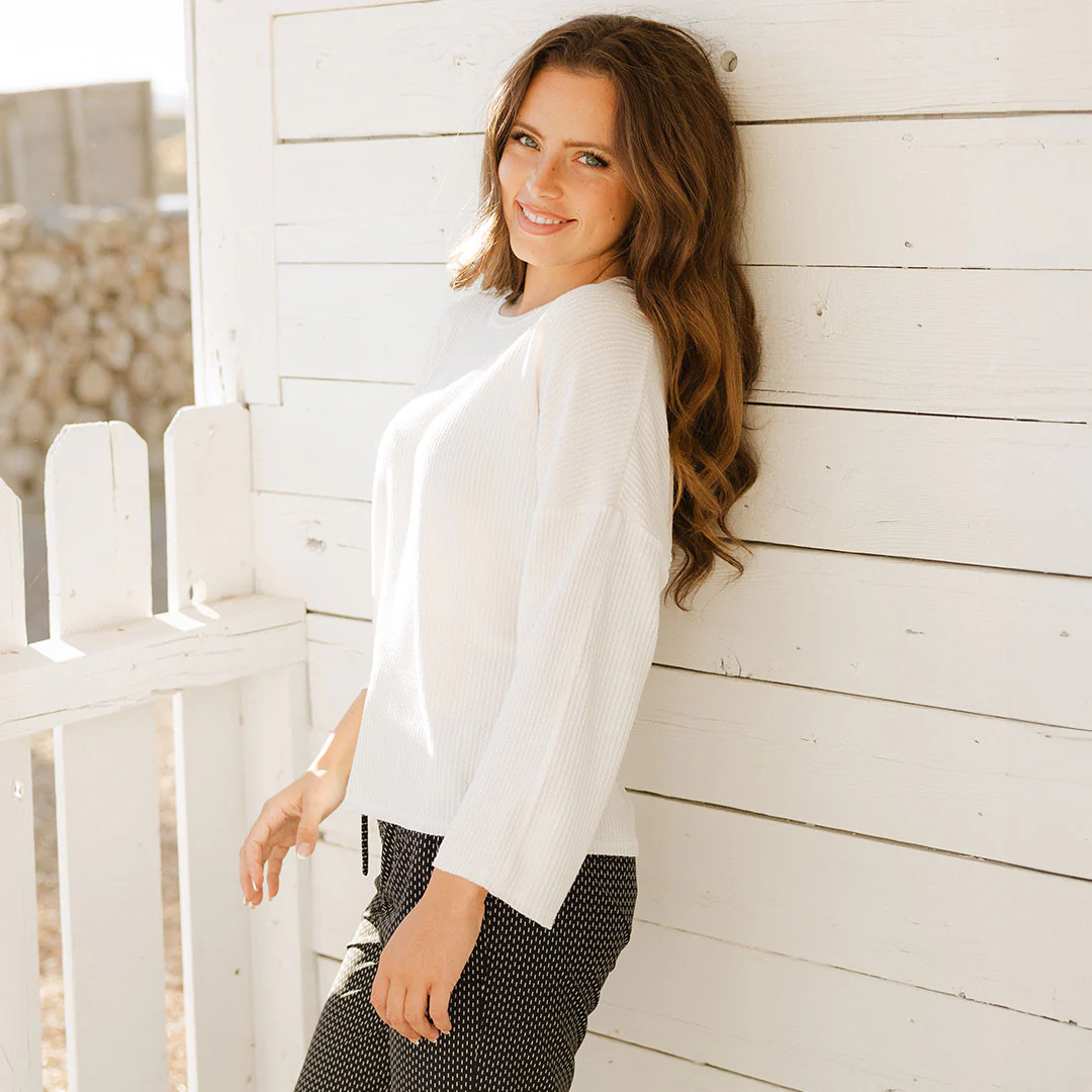 Sabrina Ribbed Pullover, White - Image 7
