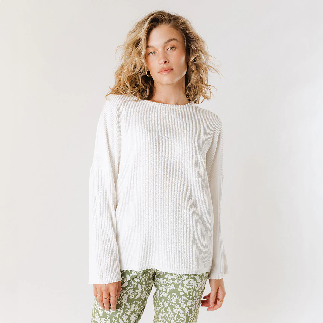 Sabrina Ribbed Pullover, White - Image 9