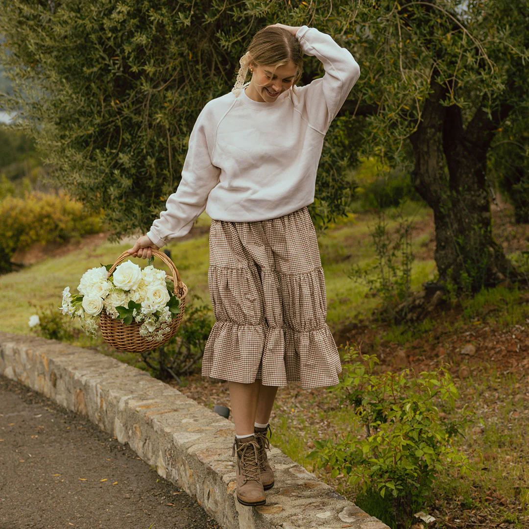 Salinas Skirt, Brown Gingham