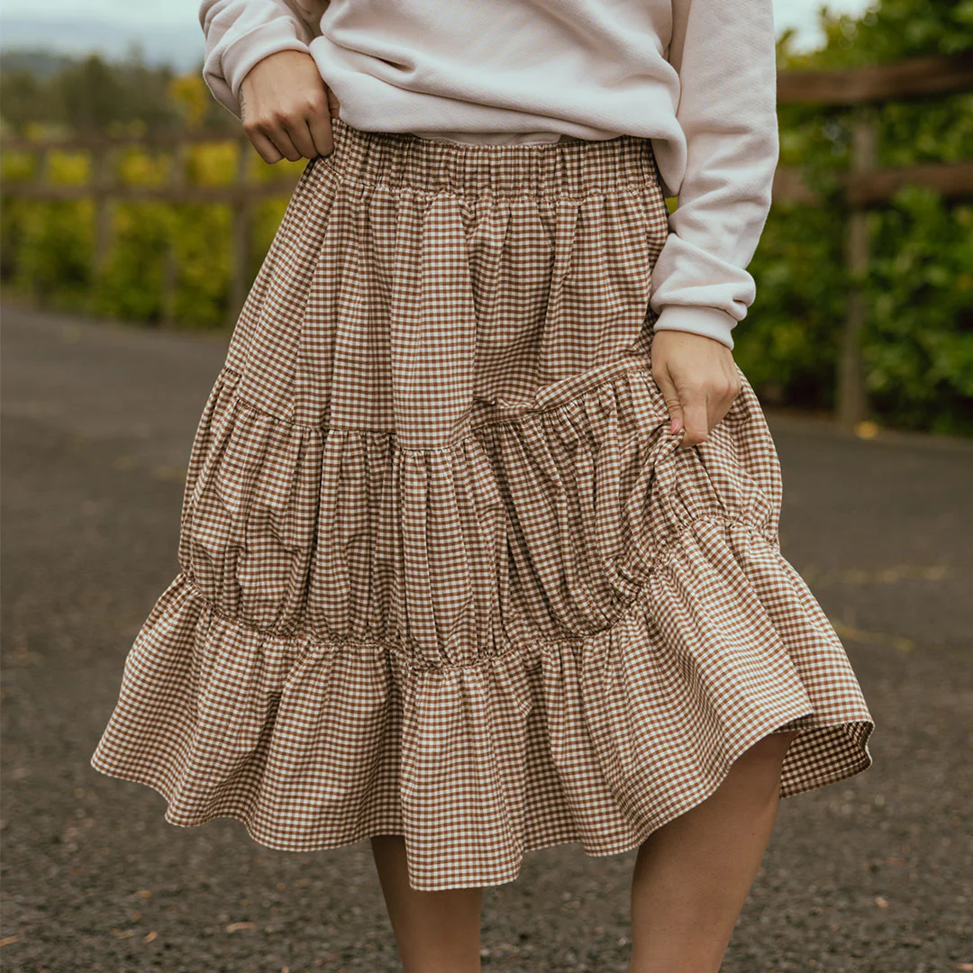 Salinas Skirt, Brown Gingham - Image 2