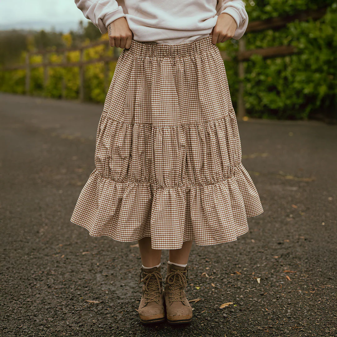 Salinas Skirt, Brown Gingham - Image 3