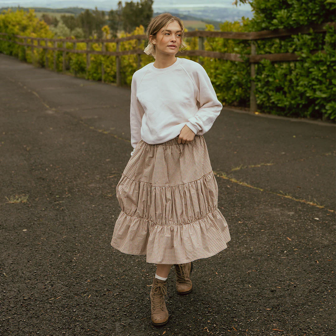 Salinas Skirt, Brown Gingham - Image 4